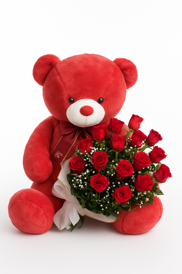 oso con ramo rosas Ramo Besos y abrazos