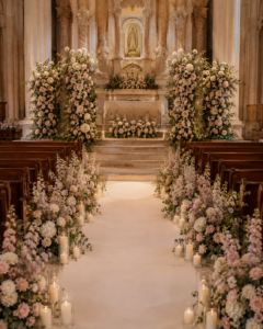 Decoración floral elegante para ceremonia de boda en Valencia | Vitalflora
