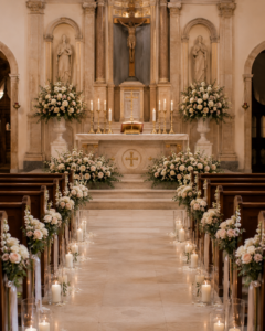 Pasillo nupcial con decoración floral para boda en Valencia | Vitalflora