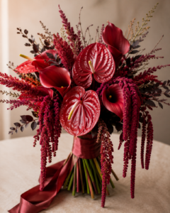 Decoración floral en tonos rojos para boda en Valencia | Vitalflora