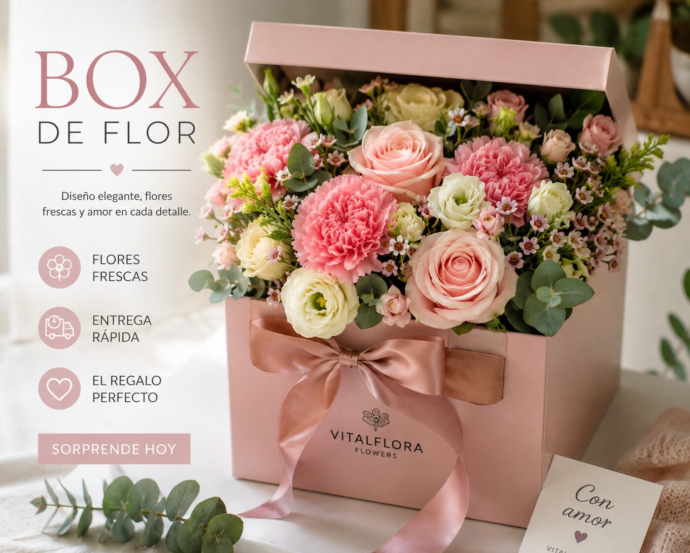 BOXFLORAL Te Quiero | Caja de Flores Romántica en Valencia | Vitalflora