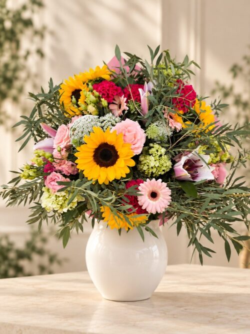 Ramo Mediterráneo en Valencia | Vitalflora Ramo Mediterráneo de flores frescas de temporada en Valencia, elaborado artesanalmente por Vitalflora